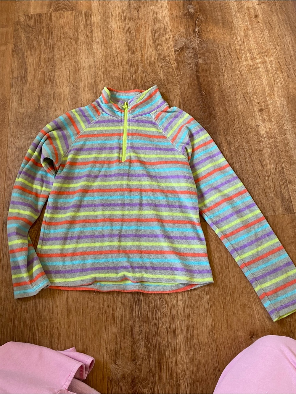 Kids Multicolor Striped Fleece Half-Zip Top